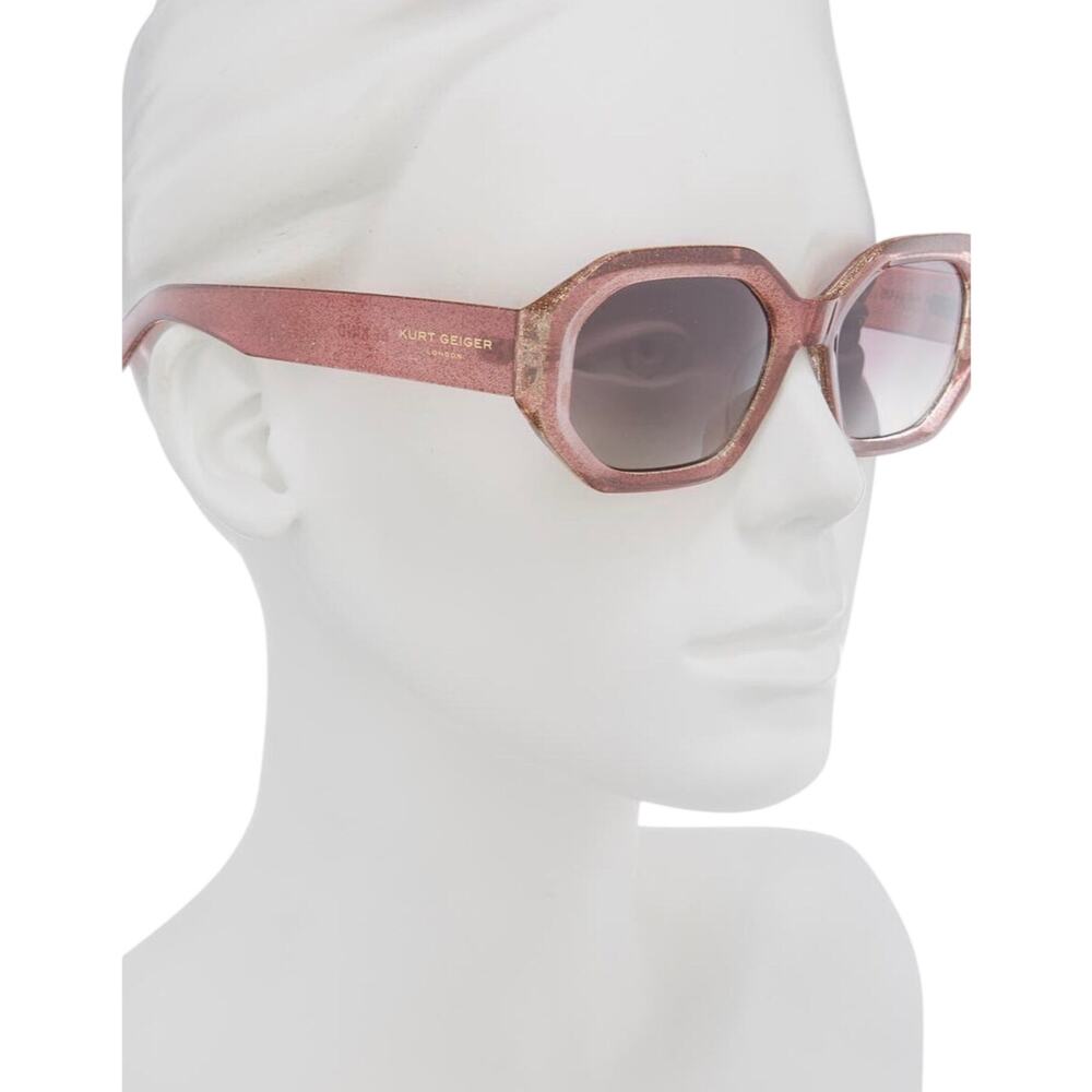 Kurt GEIGER Glitter Pink Octagonal Sparkle Women’s Sunglasses +Case+ Cloth/NWT - Picture 3 of 11